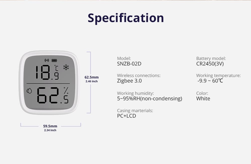 Sonoff SNZB-02D - Zigbee LCD Smart Temperature Humidity Sensor - 2