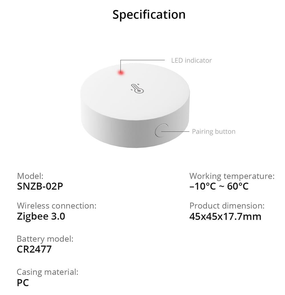 Sonoff SNZB-02P - Zigbee Temperature and Humidity Sensor - 3