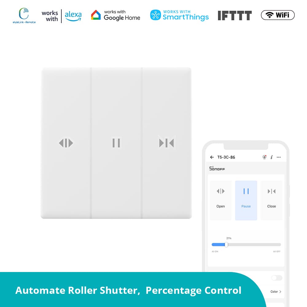 SONOFF TX Ultimate T5-3C Smart Wall Switch for Roller Shutter Electric Curtains Blinds