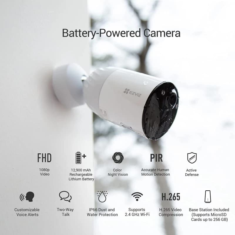 كاميرا إيزفيز خارجية واي فاي بدقة 1080p ببطارية CS-BC1-B1 - 2