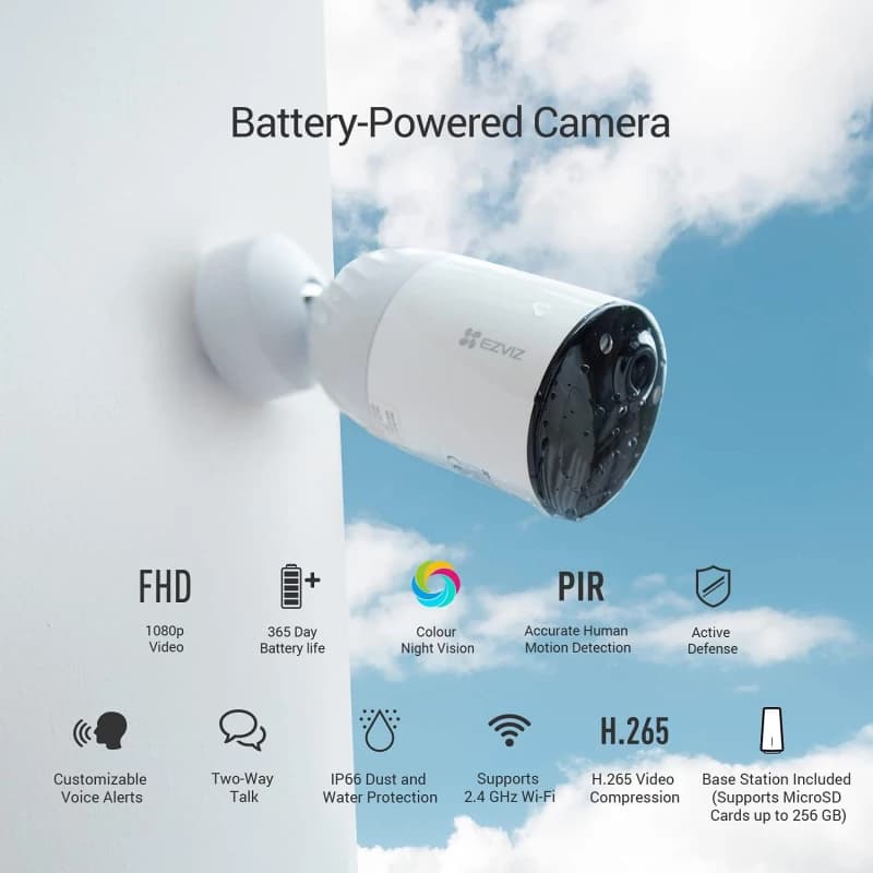 Ezviz camera Outdoor WiFi 1080p Battery CS-BC1-B3 Kit - 4